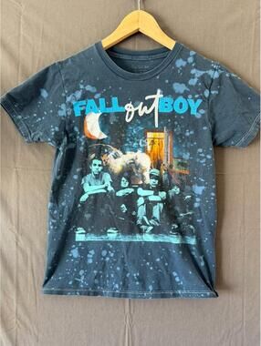 Fall Out Boy T Shirt Mens S Blue Tie Dye Infinity On High Band Photo Emo Rock